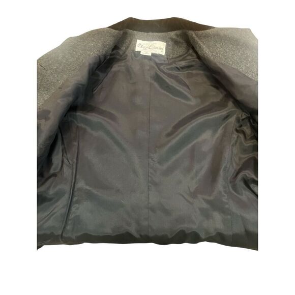 Oleg Cassini Vintage Gray Wool Black Velvet Collar Button Down Blazer - Picture 6 of 6